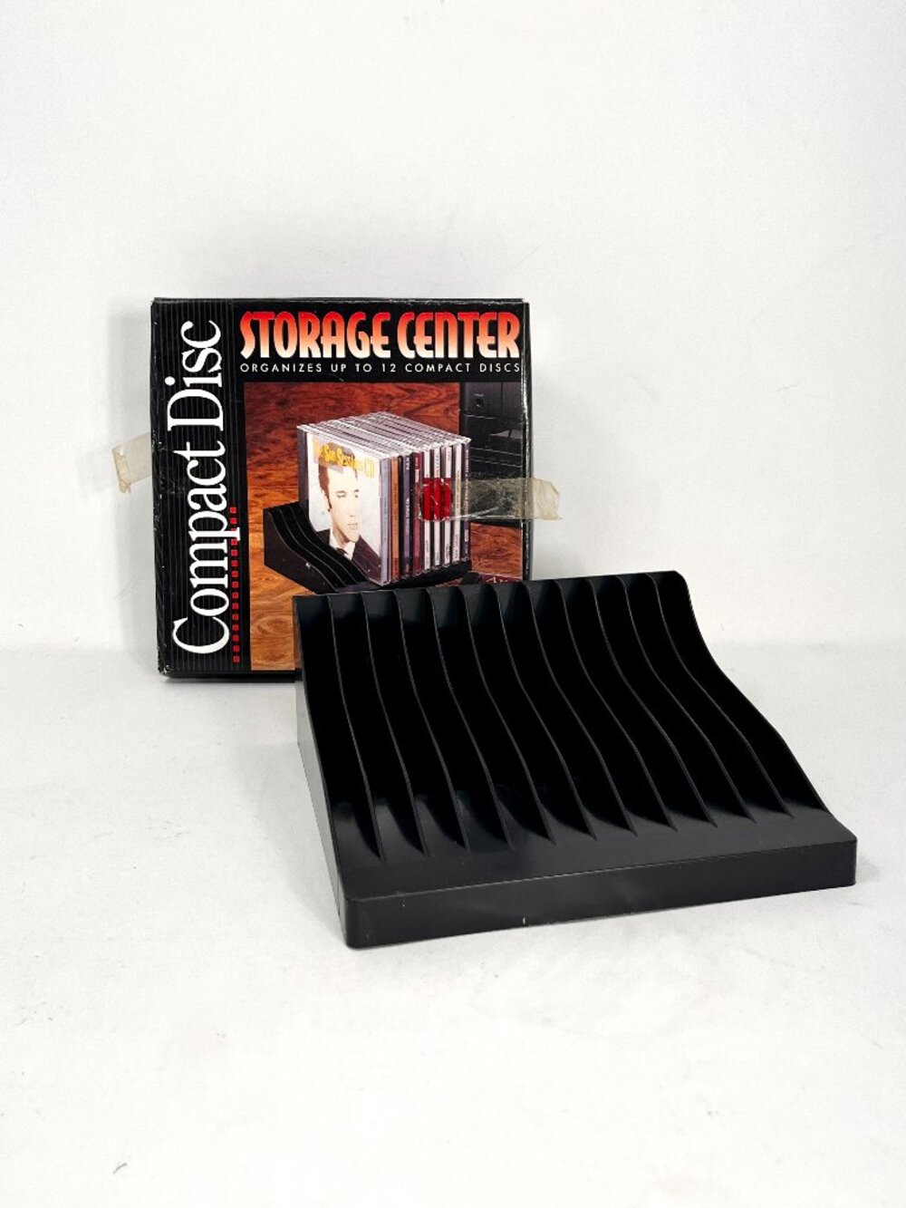 VTG NOS Compact Disc Storage Center CD DVD Case Holder Holds 12-Discs Desk Top